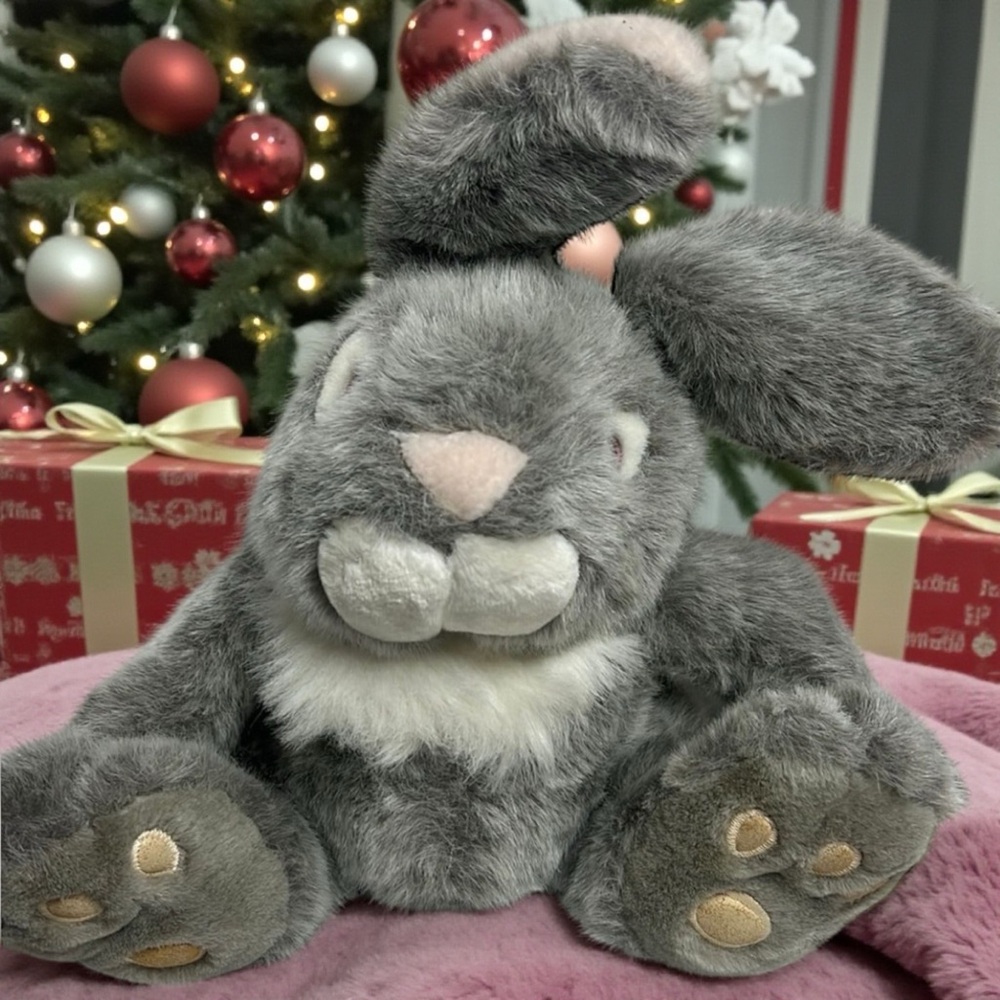 PLAYFUL PALS "Mervyns" Big Feet Realistic Gray Plush Bunny Toy